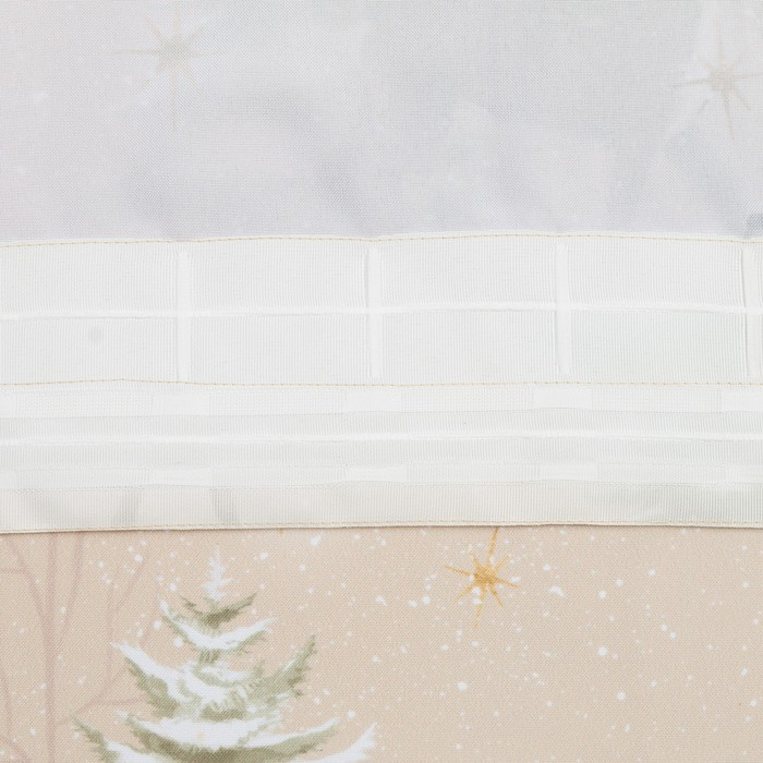 Новогодний комплект штор для кухни с подхватами "Christmas forest" 145х180см-2 шт, габардин