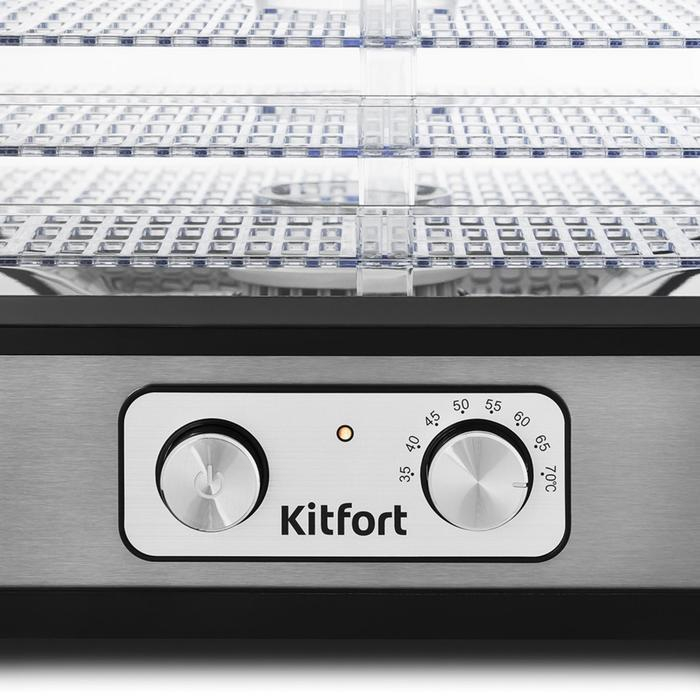 Сушилка для овощей и фруктов Kitfort KT-1912, 250 Вт, 5 ярусов, серебристая Сушилка для овощей и фруктов Kitfort KT-1912, 250 Вт, 5 ярусов, серебристая