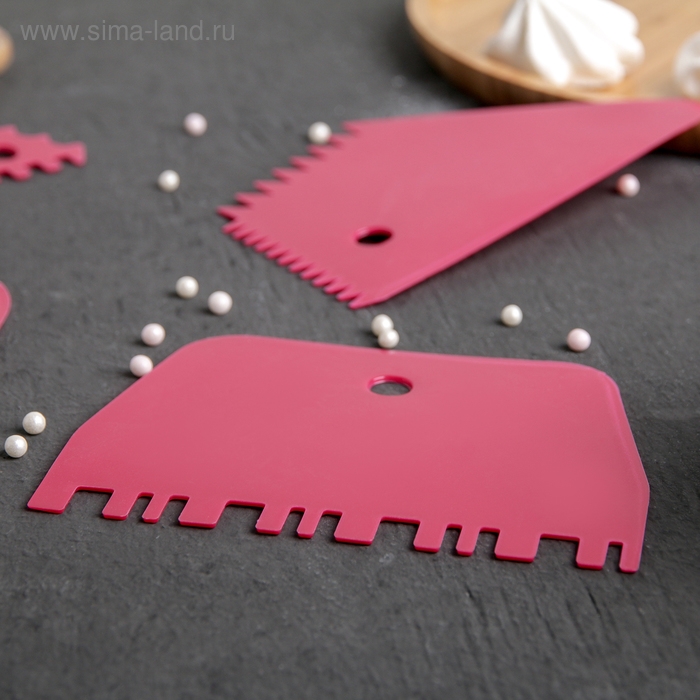 Набор шпателей кондитерских Доляна, 4 предмета: 11,7&times;10,2 см, 15,5&times;9,3 см, 11&times;11 см, 13&times;9,3 см, цвет МИКС