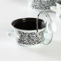 Набор кастрюль «Зебра», 3 предмета: 1 л, 1,5 л, 2,3 л, стеклянные крышки Набор кастрюль «Зебра», 3 предмета: 1 л, 1,5 л, 2,3 л, стеклянные крышки