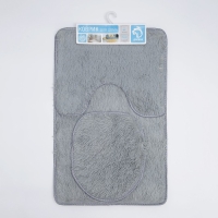 Коврики для ванной и туалета Доляна «Плюшевый», 3 шт: 32×40 см, 40×50 см, 50×80 см, цвет серый Коврики для ванной и туалета Доляна «Плюшевый», 3 шт: 32×40 см, 40×50 см, 50×80 см, цвет серый