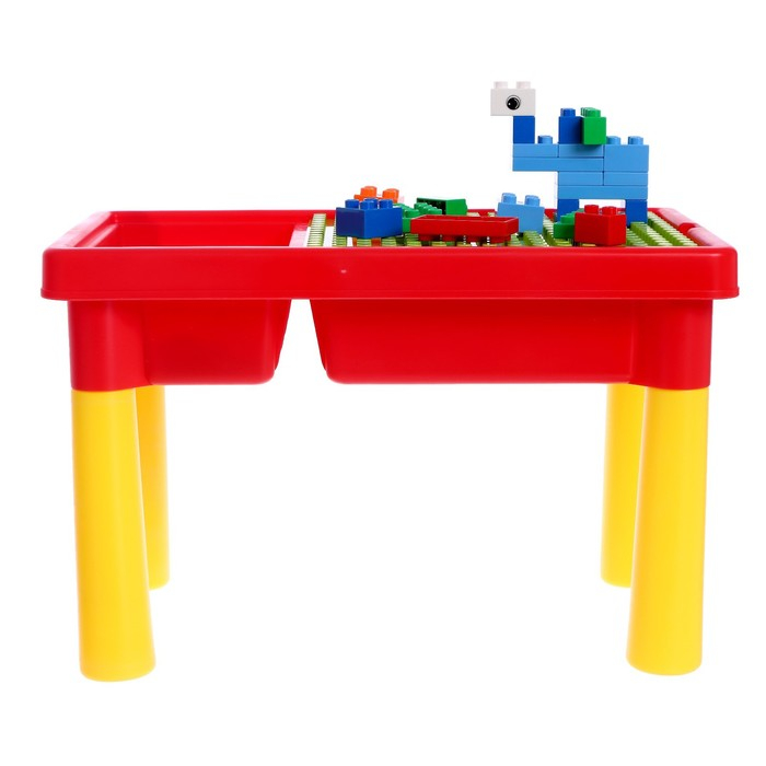 Стол с конструктором и отсеком для хранения, 56 деталей Стол с конструктором и отсеком для хранения, 56 деталей