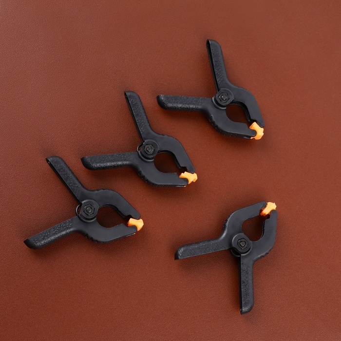 Струбцины пружинные для кожи, 6,5 &times; 5,5 см, 4 шт, цвет чёрный