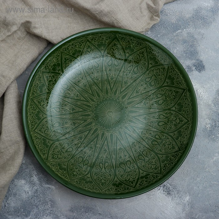 Ляган Риштанская Керамика Ляган Риштанская Керамика "Узоры", 41,5 см, зелёный МИКС