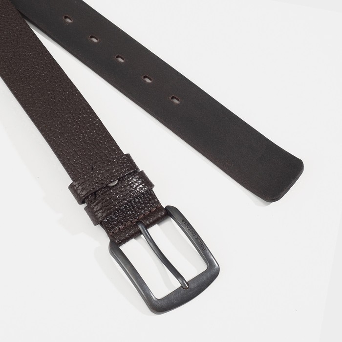 Ремень мужской, ширина 4 см, винт, пряжка металл, цвет коричневый