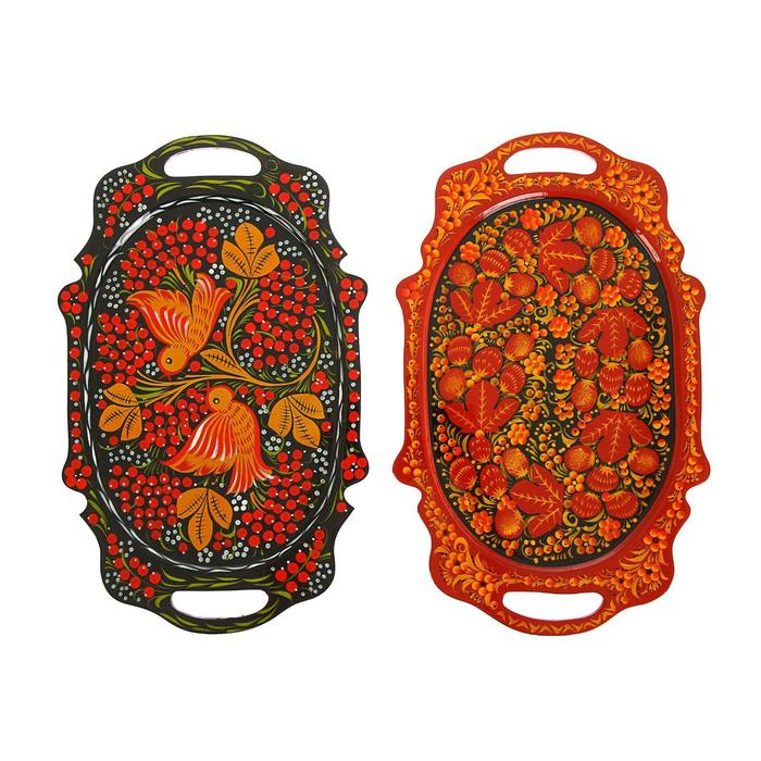 Поднос &laquo;Хохлома&raquo;, средний, ручная роспись, микс