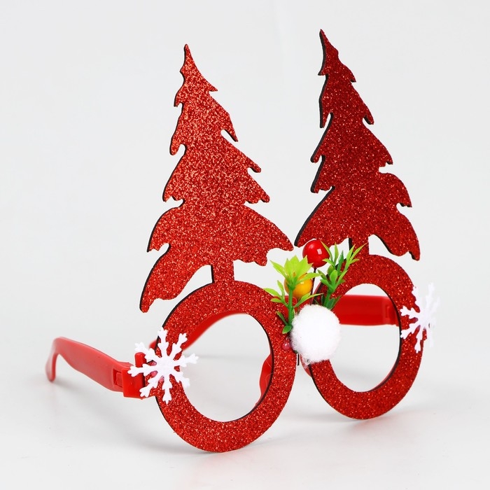 Карнавальные очки &laquo;Ёлочки&raquo;, цвет красный