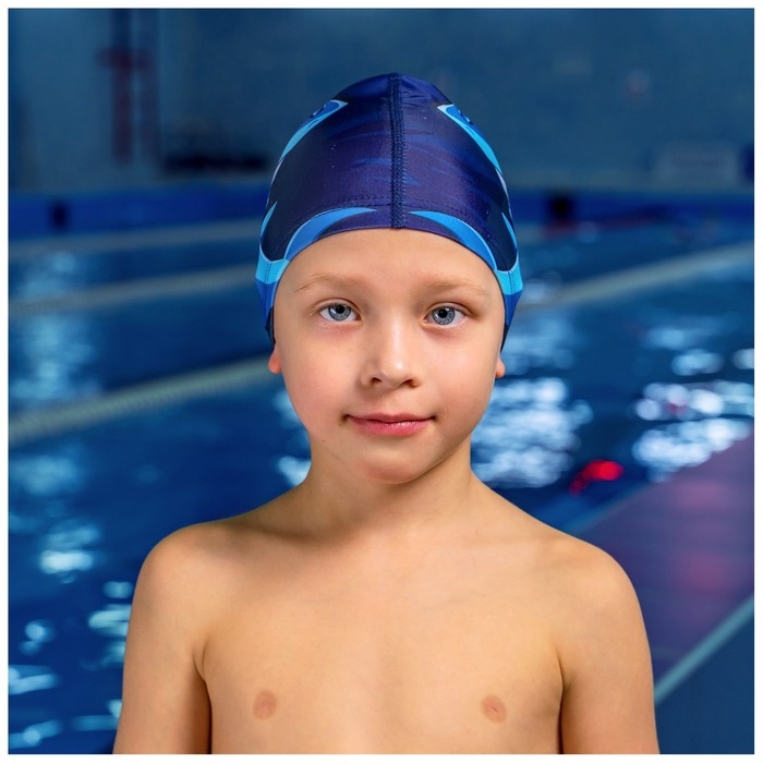 Шапочка для плавания детская &laquo;Акула&raquo;, тканевая, обхват 46-52 см