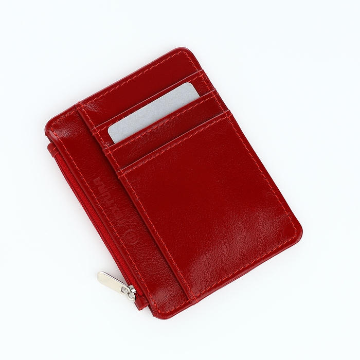 Визитница кожаная, TEXTURA, 8 карт, цвет красный