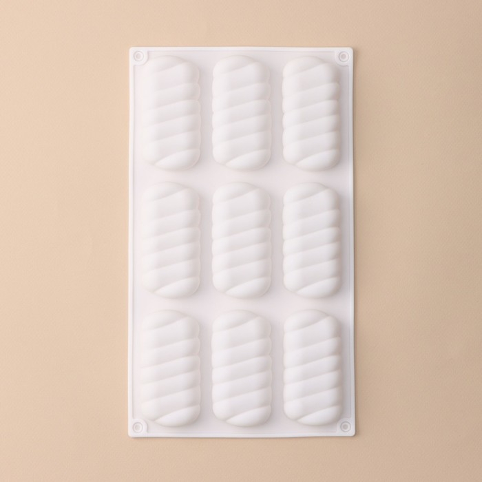 Форма для муссовых десертов и выпечки KONFINETTA &laquo;Корде&raquo;, 30&times;17,5&times;2 см, 9 ячеек (9&times;4,5 см), цвет белый