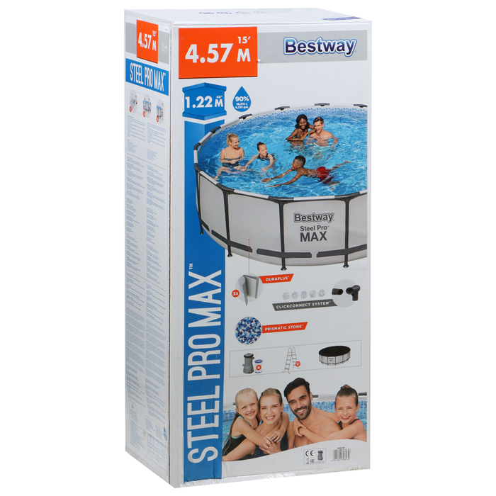 Бассейн каркасный Steel Pro MAX, 457 х 122 см, фильтр-насос, лестница, тент, 56438 Bestway