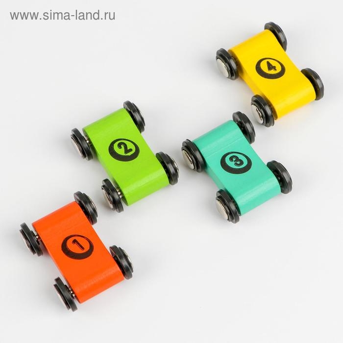 Набор деревянных машинок для автотрека &laquo;Скорость&raquo;, набор 4 шт., 10 &times; 7 &times; 1,5 см