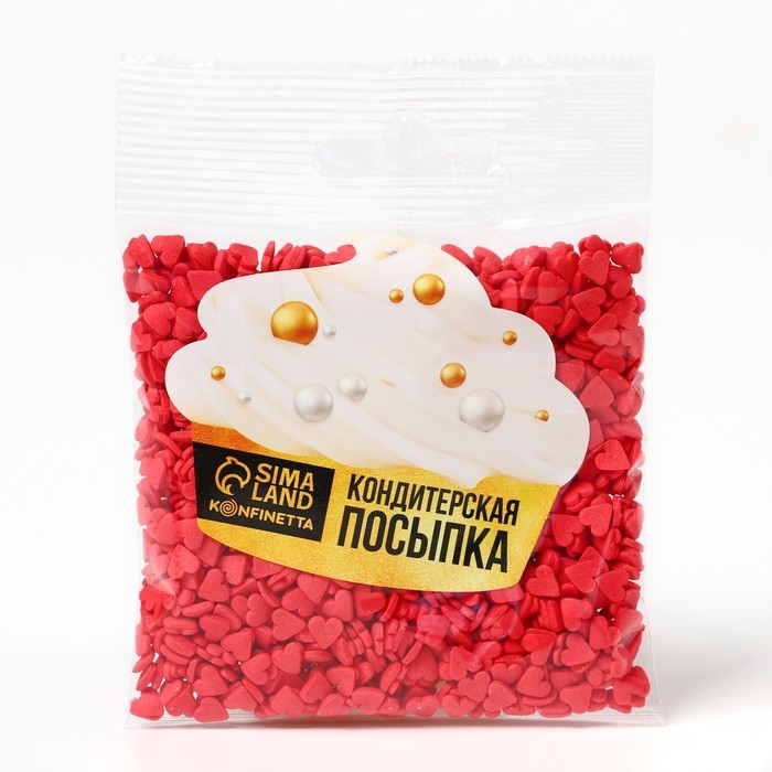 Посыпка фигурная &laquo;Сердца&raquo;: красная, 50 г.