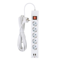 Сетевой фильтр duwi, 5 розеток, 5 м, 10 А, ПВС 3х0.75 мм2, с з/к, 2 USB, со шторками, белый Сетевой фильтр duwi, 5 розеток, 5 м, 10 А, ПВС 3х0.75 мм2, с з/к, 2 USB, со шторками, белый