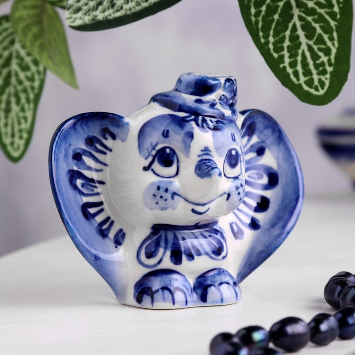 Сувенир &laquo;Слон в шляпе&raquo;, 8 см, гжель