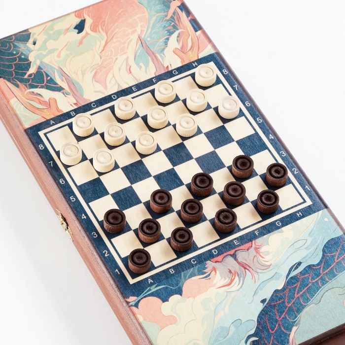 Нарды деревянные большие, настольная игра "Облачный змей", 40 х 40 см, с шашками