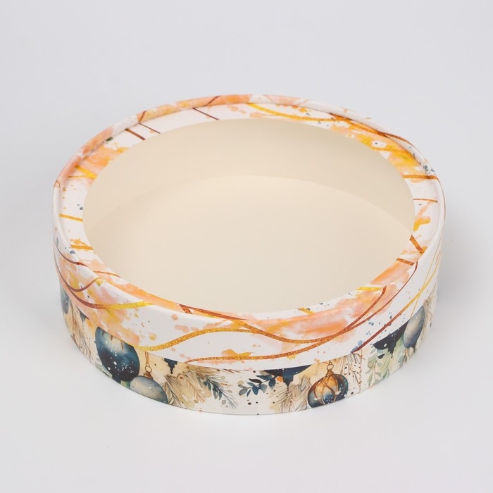 Коробка подарочная новогодняя для макарун тубус с окном "Шарики", 20 х 6 см. Новый год