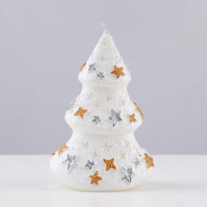 Свеча декоративная Свеча декоративная "Снежная ёлочка", 11,5х7,5х6 см, белый
