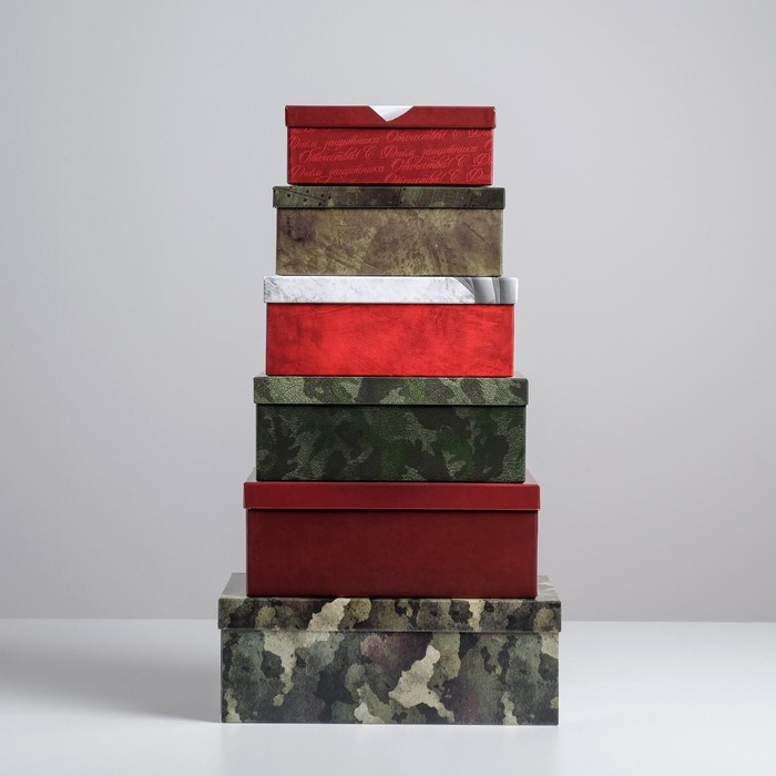 Набор коробок 6 в 1, упаковка подарочная, &laquo;С 23 февраля&raquo;, 20 х 12.5 х 7.5 ‒ 32.5 х 20 х 12.5 см