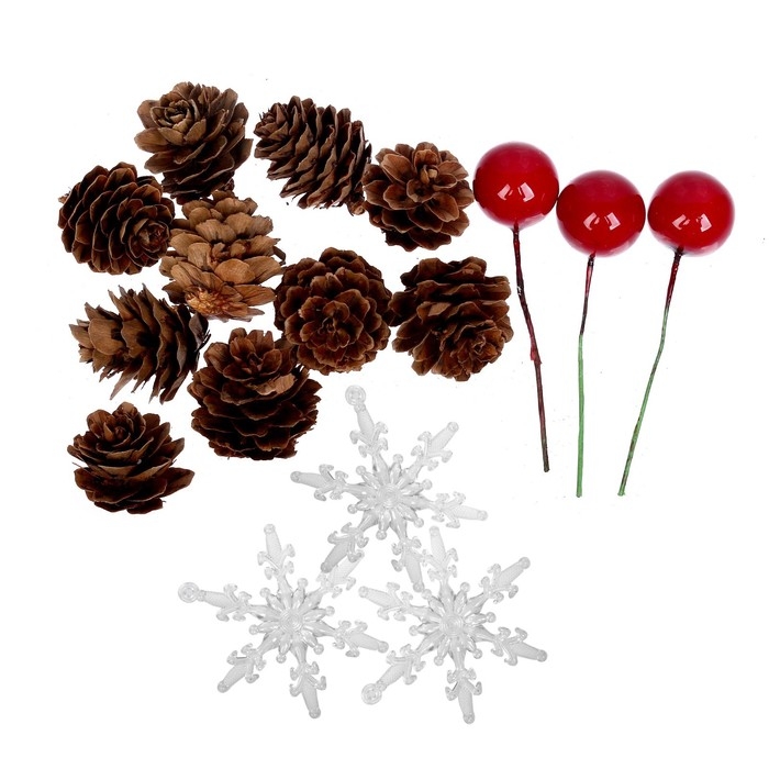 Набор новогоднего декора &laquo;Шишки со снежинками&raquo;