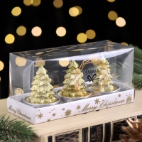 Набор свечи новогодние"Ёлка золотая", 4×6 см, Набор свечи новогодние"Ёлка золотая", 4×6 см,