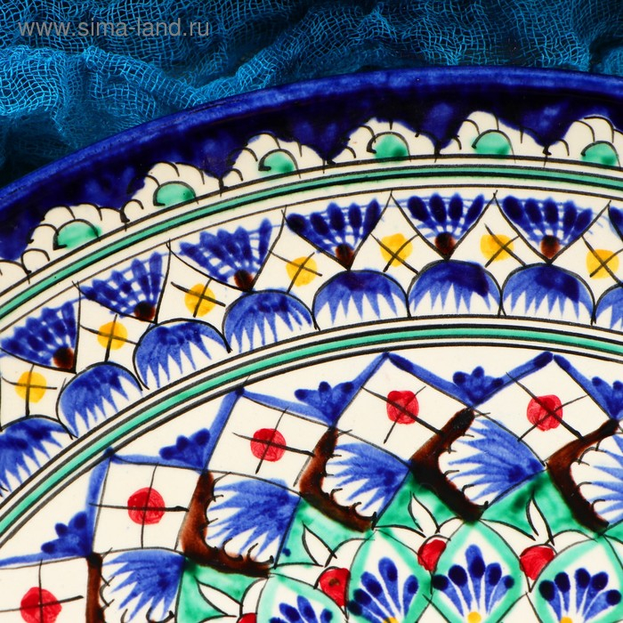 Ляган Риштанская Керамика "Узоры", 32 см, синий