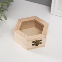 Шкатулка для росписи многогранник со стеклянной вставкой 10х9х4,5 см Шкатулка для росписи многогранник со стеклянной вставкой 10х9х4,5 см