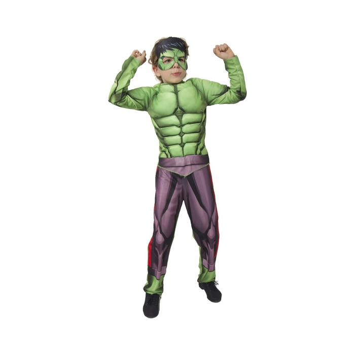 Карнавальный костюм &laquo;Халк&raquo; с мускулами, текстиль, куртка, брюки, маска, р. 34, рост 140 см