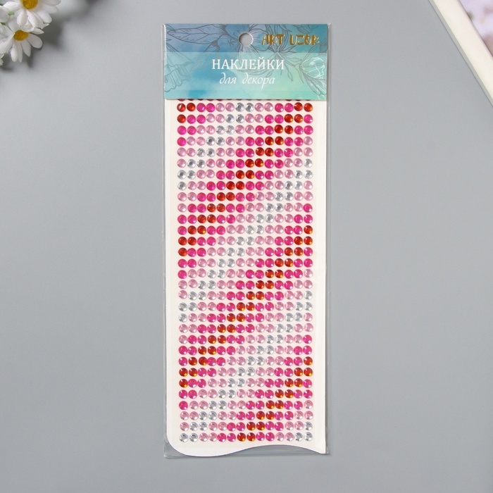 Наклейка пластик стразы Наклейка пластик стразы "Градиент красно-розового" 30х10,5 см