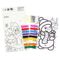 Лунная фреска на новый год &laquo;Снеговик с подарком&raquo;, А5