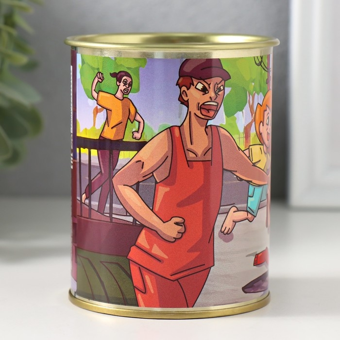 Носки в банке "Догони и возьми" (внутри носки мужские, цвет чёрный)