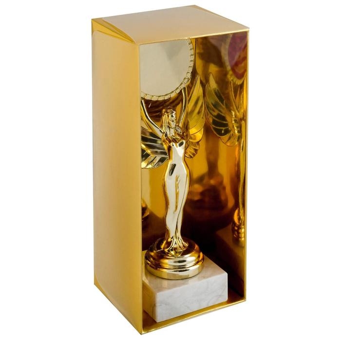 Наградная фигура &laquo;Ника с шаром&raquo;, подставка камень белая, 18 х 7 х 5 см.