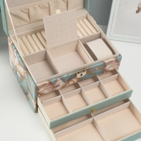 Шкатулка кожзам для украшений "Пальмовые листья" зелёная 17,5х23,5х14 см Шкатулка кожзам для украшений "Пальмовые листья" зелёная 17,5х23,5х14 см