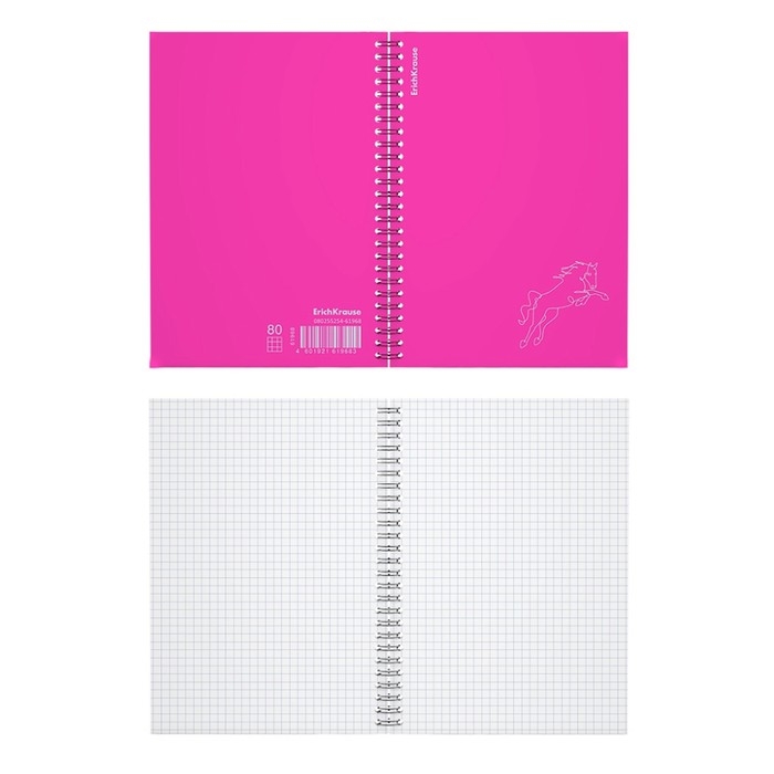 Тетрадь на спирали, 80 листов в клетку, ErichKrause Silhouette, пластиковая обложка, блок офсет 100% белизна, розовая
