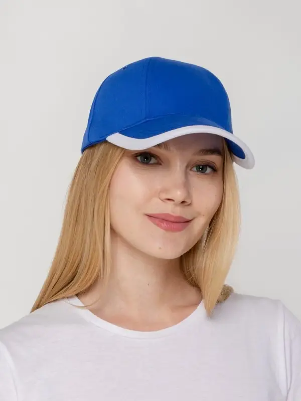 Бейсболка Honor, ярко-синяя с белым кантом Бейсболка Honor, ярко-синяя с белым кантом