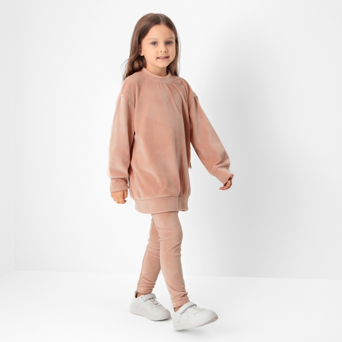 Костюм детский (свитшот, леггинсы) KAFTAN Plushy р.30 (98-104), бежевый
