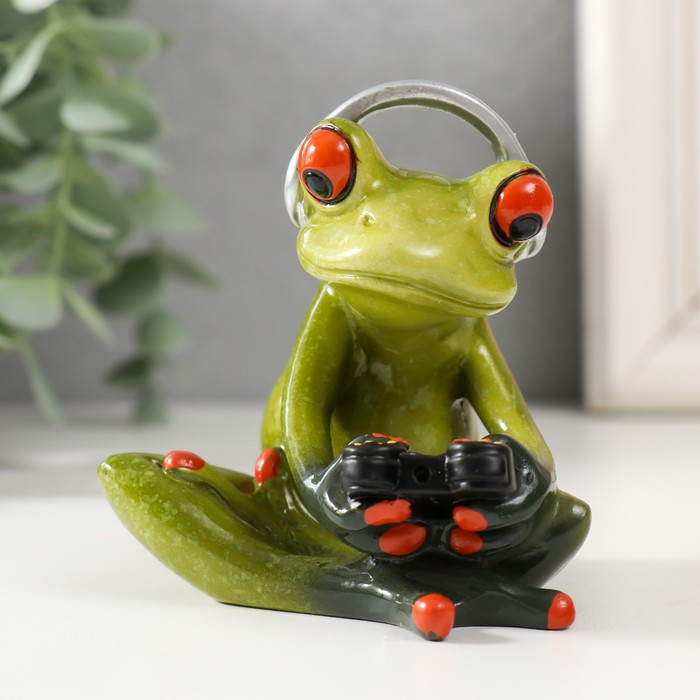 Сувенир полистоун лак "Лягушонок играет в приставку" МИКС  8х7х8 см