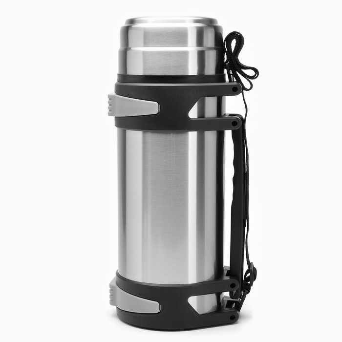 Термос, 4 л, Volume Термос, 4 л, Volume "Колумб", с двумя кружками, с ремешком, сохраняет тепло 24 ч, 15 х 39.8 см, хром