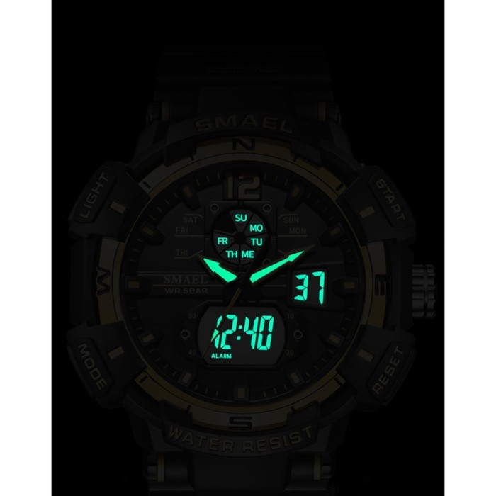 Часы наручные электронные, с будильником, d-5.3 см, ремешок l-26 см, 5 ATM, желтые Часы наручные электронные, с будильником, d-5.3 см, ремешок l-26 см, 5 ATM, желтые