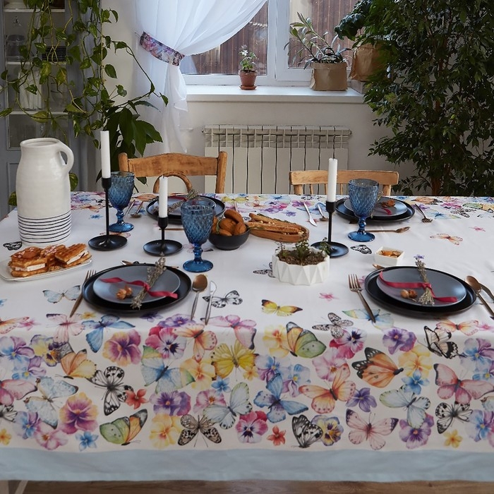Скатерть "Этель" Бабочки 220х147 см, 100 % хлопок, репс 210 гр/м2