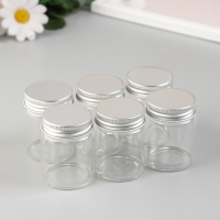 Декор для творчества стекло "Баночка с крышкой" серебро набор 6 шт 4,7х4,7х6 см Декор для творчества стекло "Баночка с крышкой" серебро набор 6 шт 4,7х4,7х6 см