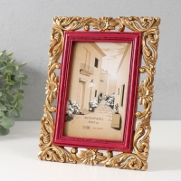 Фоторамка полистоун 10х15 см "Антея" красная с золотом 17,3х1,5х22,2 см