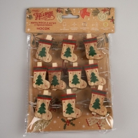 Гирлянда &laquo;Нить&raquo; 2 м роса с насадками &laquo;Прищепки-чулок&raquo;, IP20, серебристая нить, 20 LED, батарейки ААх2 (не в комплекте), свечение тёплое белое