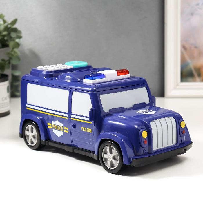 Копилка пластик для монет и купюр Копилка пластик для монет и купюр "Автомобиль полиция" отпечаток пальца 12х27х13 см