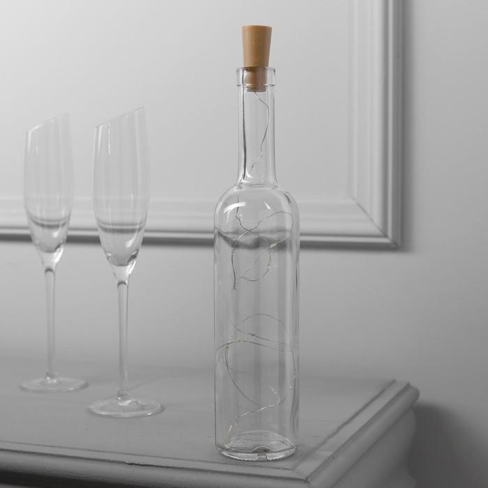 Гирлянда &laquo;Нить&raquo; 1 м роса с пробкой, IP20, серебристая нить, 10 LED, батарейки LR44х3 (в комплекте), свечение белое