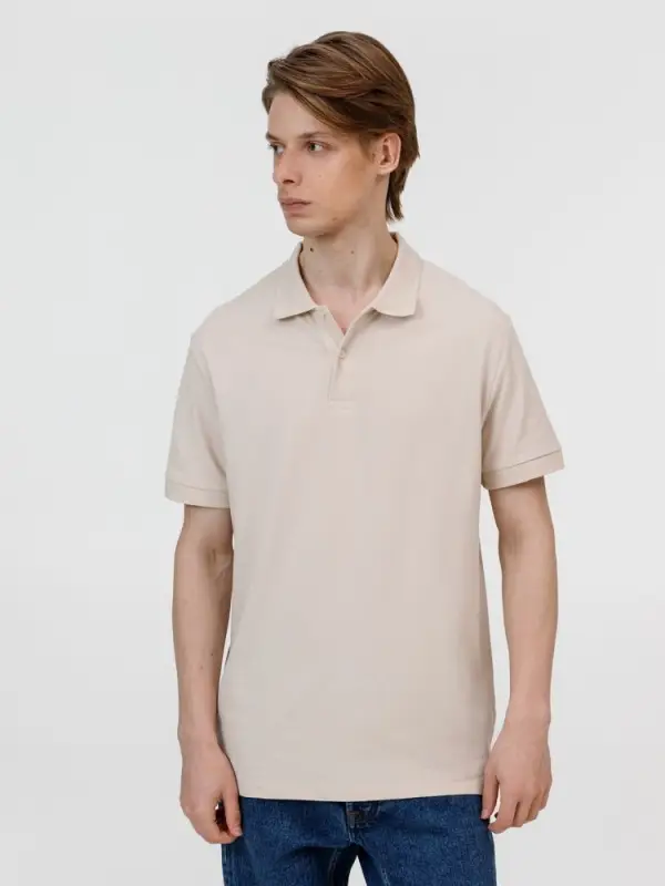 Рубашка поло унисекс Pacific, бежевая (льняная), размер S