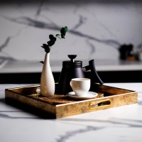 Поднос пластиковый прямоугольный с зеркалом &laquo;Узоры&raquo;, 37 х 37 х 4,5 см сервировочный