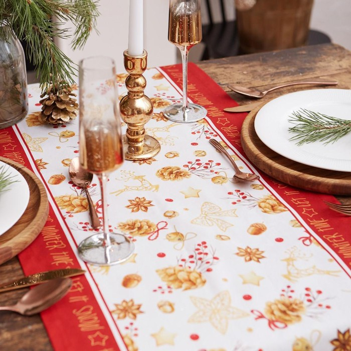 Дорожка на стол новогодняя Golden Christmas 40х147 см, 100% хл, саржа 190гр/м2