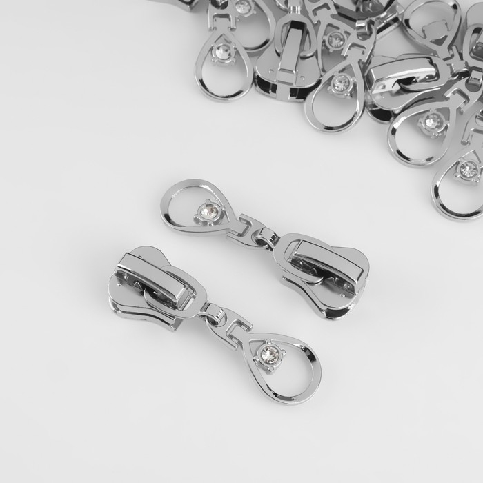 Бегунок автоматический для молнии «Трактор», №8, декоративный «Капля», 10 шт, цвет никель Бегунок автоматический для молнии «Трактор», №8, декоративный «Капля», 10 шт, цвет никель