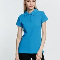Рубашка поло женская Virma Premium Lady, бирюзовая, размер 3XL